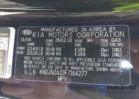 2015 Kia Soul z USA, uszkodzony, nr VIN KNDJN2A23F7164277